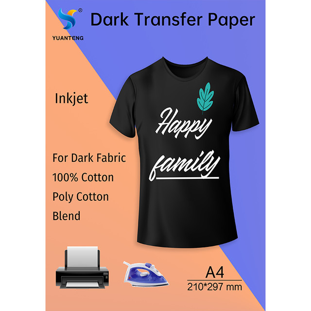 Inkjet Printable Iron-On Heat Transfer Paper for Dark Fabrics A4 Size Iron  On Transfer Vinyl Sheet for T Shirts and DIY Projects - AliExpress